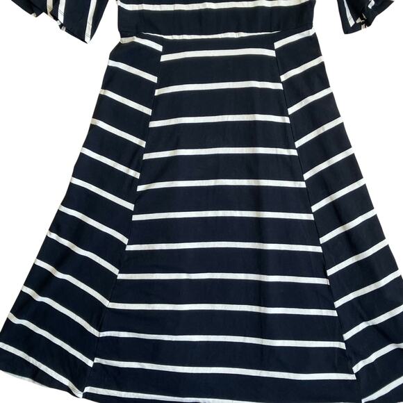 Who What Wear NWT Sz M Black & White Striped Midi Dress Butterfly Sleeves - Picture 11 of 15
